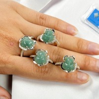 Nhẫn hồ ly đá lam ngọc bọc bạc ta
