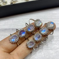 Nhẫn đá mặt trăng bọc bạc T059