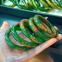 Vòng Tay Ngọc Bích Chạm Hoa Bản Đũa T4169 - Quà Tặng Sếp & Đối Tác Sang Trọng – Đá Tự Nhiên 100% Khẳng Định Đẳng Cấp