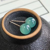 Hoa tai lam ngọc phỉ thuý type A bọc bạc T4225 - Quà Tặng Khai Trương & Tân Gia Sang Trọng – Đá Tự Nhiên Mang Lại Tài Lộc, May Mắn