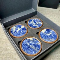 Miếng lót ly đá sodalite bộ 4 nhỏ , 1 lớn mang lại năng lượng cho gia chủ