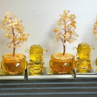 Combo tượng thần tài và cây tài lộc thạch anh vàng may mắn tài lộc