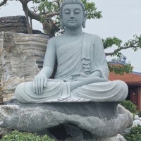 Tượng Phật Thích Ca điêu khắc dáng ngồi đá trắng nguyên khối tự nhiên