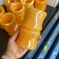 Lọ đựng bút đá ngọc hoàng long nguyên khối T164
