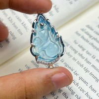 HỒ LY AQUAMARINE BỌC BẠC ĐÍNH ĐÁ MIX VÒNG TAY .