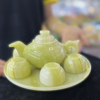 BỘ ẤM TRÀ ĐÁ NGỌC PAKISTAN TỰ NHIÊN