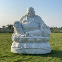 Tượng di lặc đá trắng nguyên khối cao 2m, ngang1.5m, dài 1m T3562