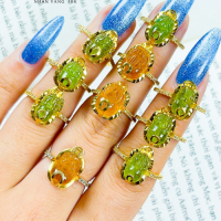 Nhẫn Tỳ Hưu Tourmaline xanh vàng 10k sang trọng , quý phái