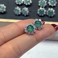 Bông Tai Lam Ngọc Type A Dáng Hoa Bọc Bạc T4137 - Đá Tự Nhiên 100% Chiêu Tài, Tụ Khí, Vượng Phát