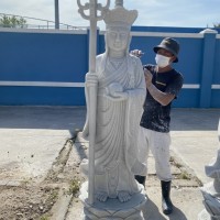 Tượng phật địa tạng vương bồ tát đá trắng nguyên khối cao 1.6m-ngang 45cm dài 40cm T3597