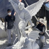 Tượng Tổng Thiên Thần Michael đá trắng cao 1.5m T3616