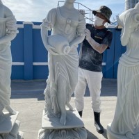 Tượng thiếu nữ Hy Lạp cầm bình nước đá trắng nguyên khối Cao 1.7m ngang 40cm dài 42cm T3599