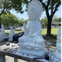 Tượng quan âm đá trắng nguyên khối cao 1M52 , ngang 60cm , dài 47cm T3218