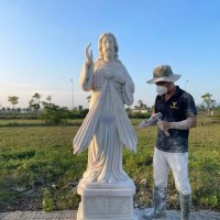 Tượng chúa GIÊSU đá trắng cao 2.1m - ngang 75cm - dài 50cm T3570