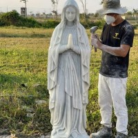 Tượng đức mẹ maria đá trắng cao 1.35m, ngang 35cm, dài 37cm T3569