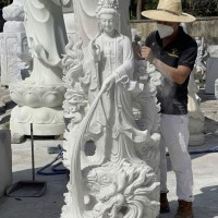 Tượng phật quan âm đứng Cao 1.6M ngang 70Cm dài 45Cm T3587