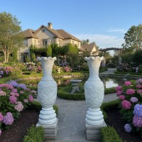 Cặp lục bình đá trắng nguyên khối Cao 1.8M -bụng 60Cm T3593