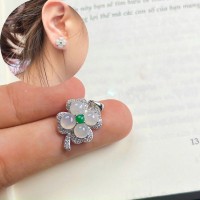 MẶT DÂY CHUYỀN CỎ 4 LÁ NGỌC PHỈ THUÝ BỌC BẠC