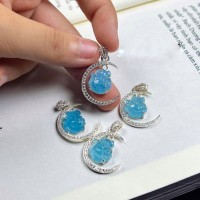 MẶT DÂY CHUYỀN HỒ LY AQUAMARINE BỌC BẠC 925