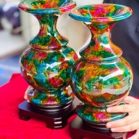 Cặp lục bình đá lông công cao25cm ngang 15cm T026