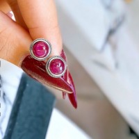 Bông tai Ruby Nam Phi bọc bạc tự nhiên