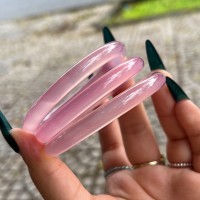 Vòng tay bản đũa chalcedony hồng chất trong 