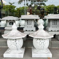 Cặp chân đèn đá trắng nguyên khối cao 55cm T2497