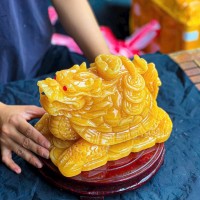 Tượng long quy đá ngọc hoàng long 20cm