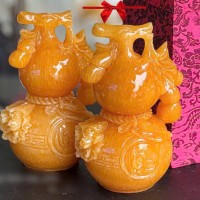 Hồ lô đá ngọc hoàng long cao 20cm T3374