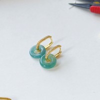 Bông tai lam ngọc đồng điếu vàng T3381