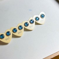 Bông tai đá aquamarine bọc bạc - T3386