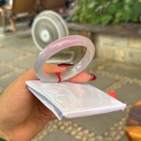 Vòng bản hẹ đá ngọc cẩm thạch trắng phớt tím - T3406
