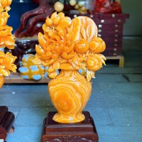 Tượng hoa mẫu đơn đá Ngọc Hoàng Long Cao 70p-ngang 37p T3524.