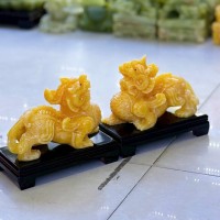 Cặp tỳ hưu cánh tiên đá ngọc hoàng long ngang 20cm T3530.