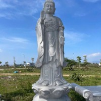 Tượng điêu khắc phật thích ca đá trắng nguyên khối Cao 2M ngang 70Cm dài 70Cm T3577