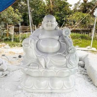 Tượng di lặc ngồi trên đài sen cầm gậy như ý cao 1m52 T3642
