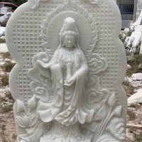Phật Bà Quan Thế Âm Bồ Tát được chạm khắc trên đá trắng tự nhiên cao 1m5 T3670