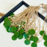 Mặt dây chuyền tròn đá ngọc cẩm thạch màu xanh T3682