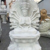 Tượng thiên thủ thiên nhãn đá trắng nguyên khối cao 1.5m T3714