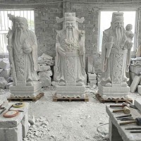 Tượng phúc lộc thọ đá trắng nguyên khối cao 1.2m T3793