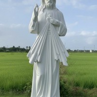 Tượng lòng chúa thương xót cao 1m2 đá trắng nguyên khối T3741