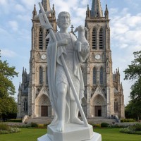 Tượng chúa chiên lành đá trắng nguyên khối cao 1m8 T3746