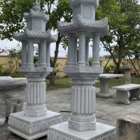 Cây chân đèn đá trăng nguyên khối cao 1m5 T3817