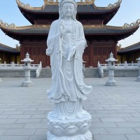 Tượng quan âm đá trắng nguyên khối cao 2m5 T3749