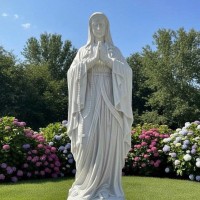 Tượng Đức Mẹ Maria bằng đá trắng tự nhiên nguyên khối cao 3m T3832