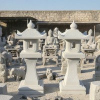 Cặp chân đèn đá trắng tự nhiên cao 1m T3786