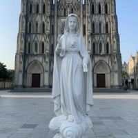 Tượng điêu khắc đức mẹ Fatima đá trắng tự nhiên cao 1m8 T3788