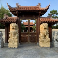 Cặp kỳ lân đá cà rốt tự nhiên cao 1m55 T3787.