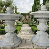 Cặp Thủy luân nước đá trắng tự nhiên nguyên khối, cao 1.4m T3876