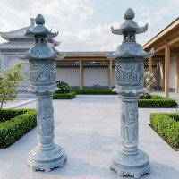 Cặp chân đèn đá nguyên khối cao 2m T3880